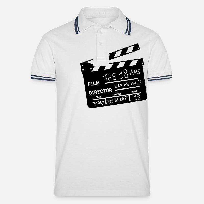 18 Kino klatschen - Männer Tipped Poloshirt - Weiß/Navy