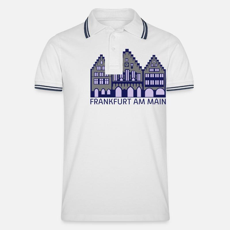 Frankfurt am Main - Römer - Männer Tipped Poloshirt - Weiß/Navy