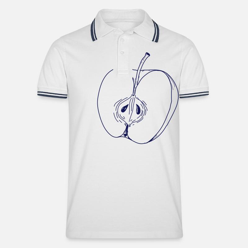 Apfel - Männer Tipped Poloshirt - Weiß/Navy