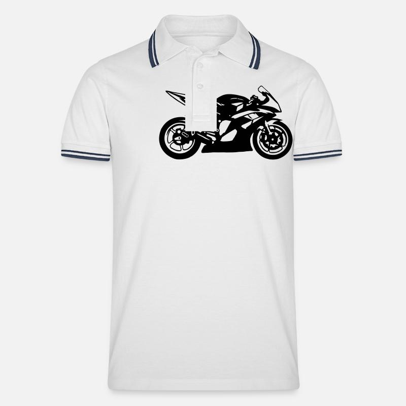 moto gp - Männer Tipped Poloshirt - Weiß/Navy