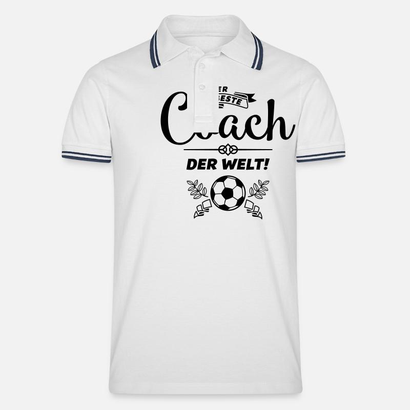 der beste coach - Männer Tipped Poloshirt - Weiß/Navy