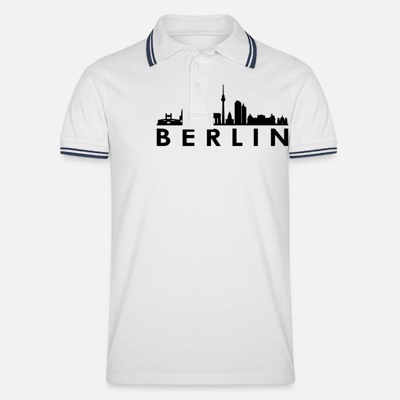 Skyline - Berlin - Männer Tipped Poloshirt - Weiß/Navy