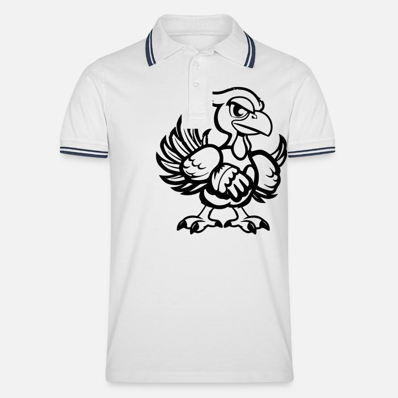 Bande dessinée sur la dinde - Polo tipped Homme - blanc/marine
