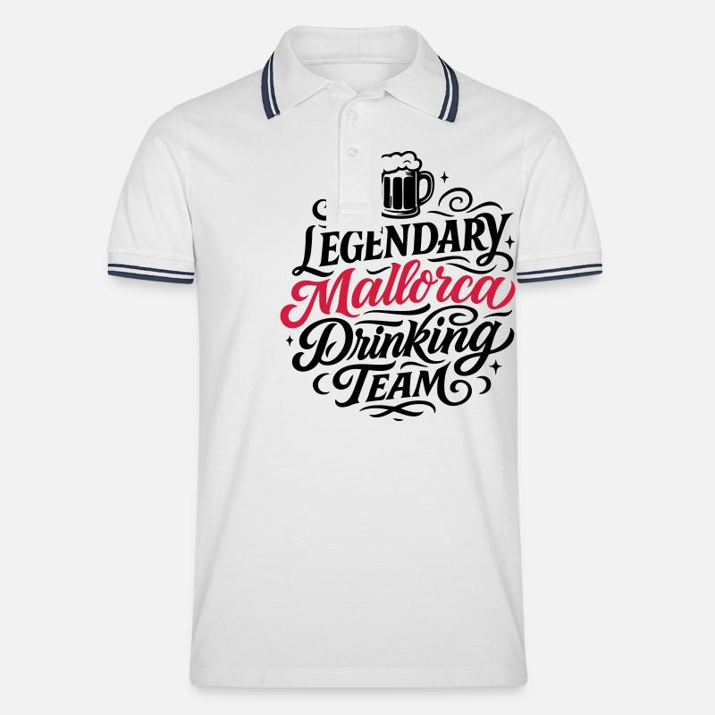 Mallorca Drinking Team Urlaub - Männer Tipped Poloshirt - Weiß/Navy