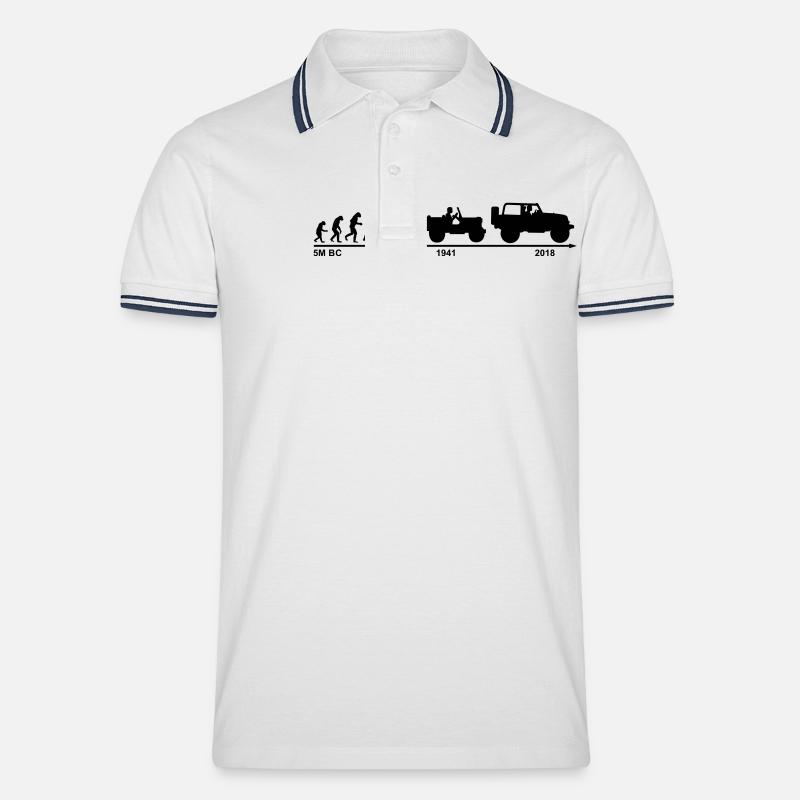 jeep evolution - Männer Tipped Poloshirt - Weiß/Navy