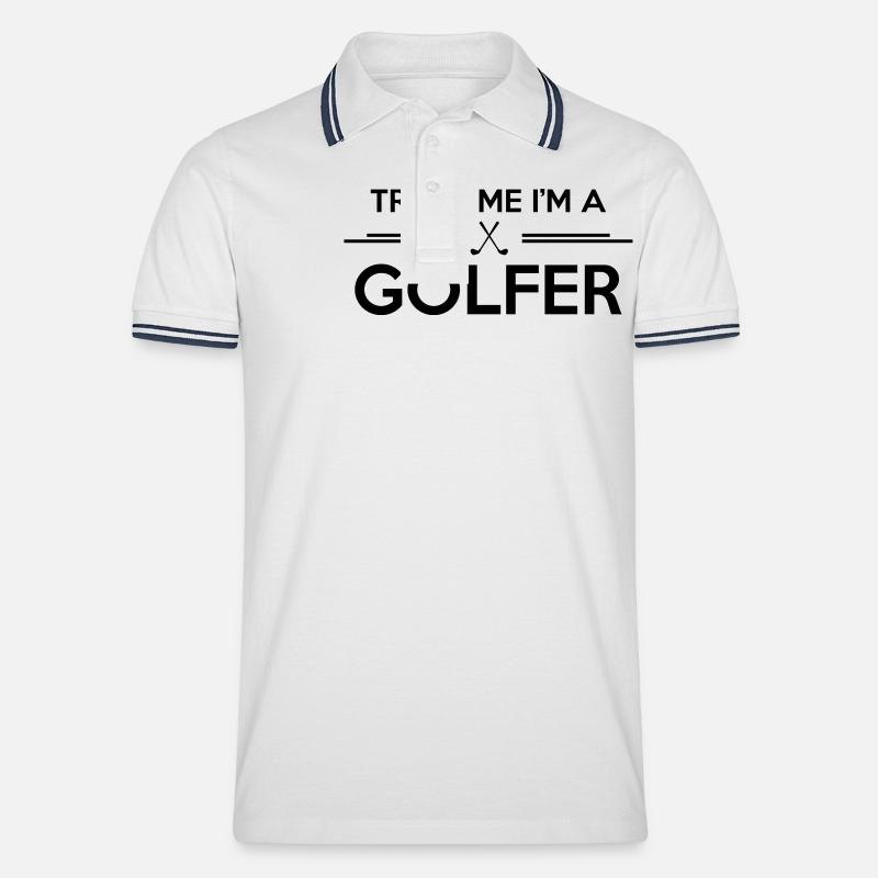 Trust me I'm a golfer - Männer Tipped Poloshirt - Weiß/Navy