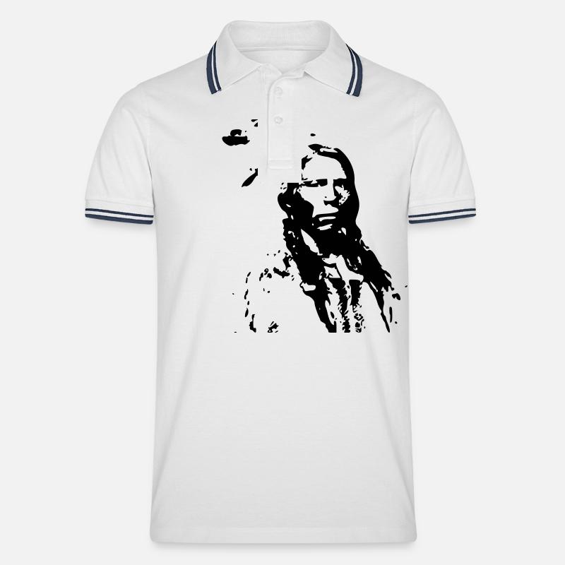 Indianer - Männer Tipped Poloshirt - Weiß/Navy