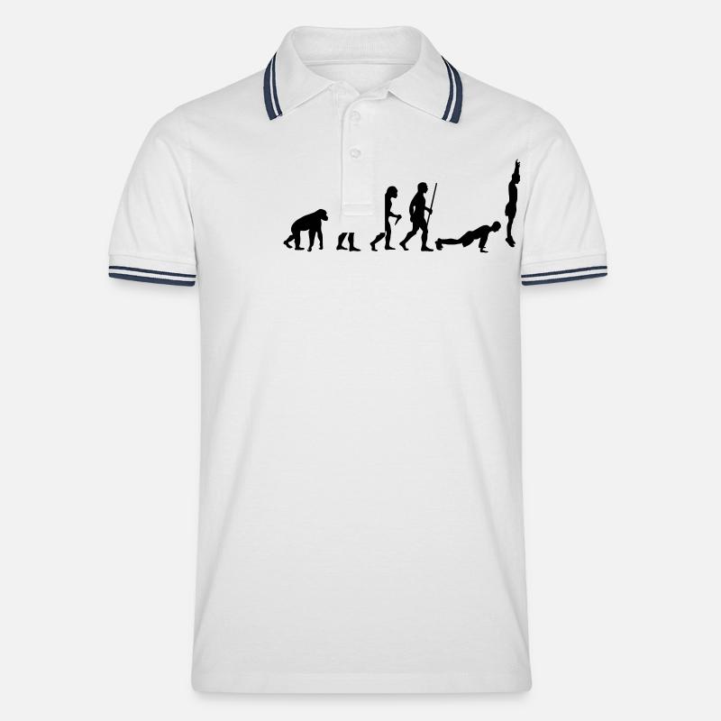 Evolution Burpee - Männer Tipped Poloshirt - Weiß/Navy