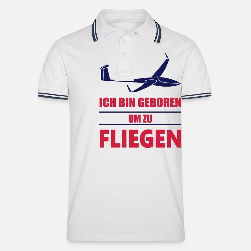 dg800_geborenumzufliegen_ - Männer Tipped Poloshirt - Weiß/Navy