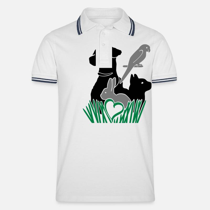 Kleintiere Haustiere - Männer Tipped Poloshirt - Weiß/Navy