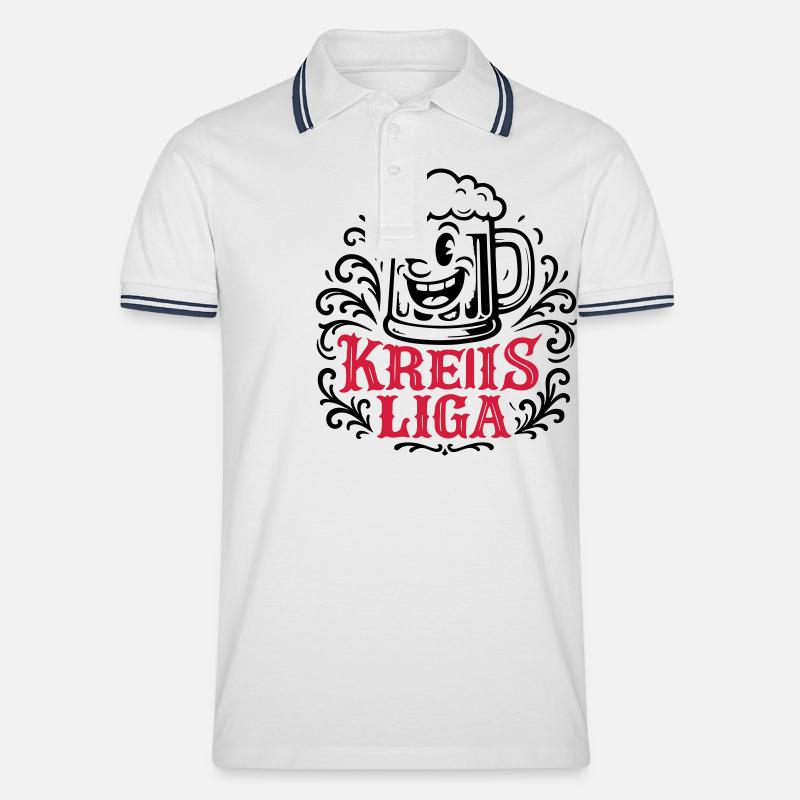 Kreisliga Bier Witzig - Männer Tipped Poloshirt - Weiß/Navy