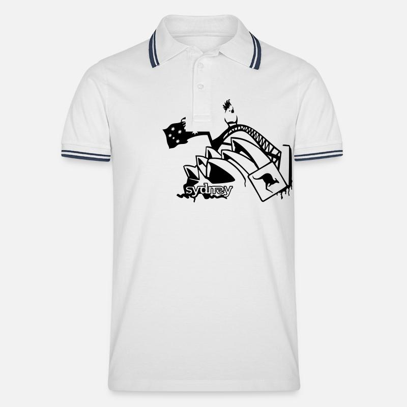 Sydney - Männer Tipped Poloshirt - Weiß/Navy