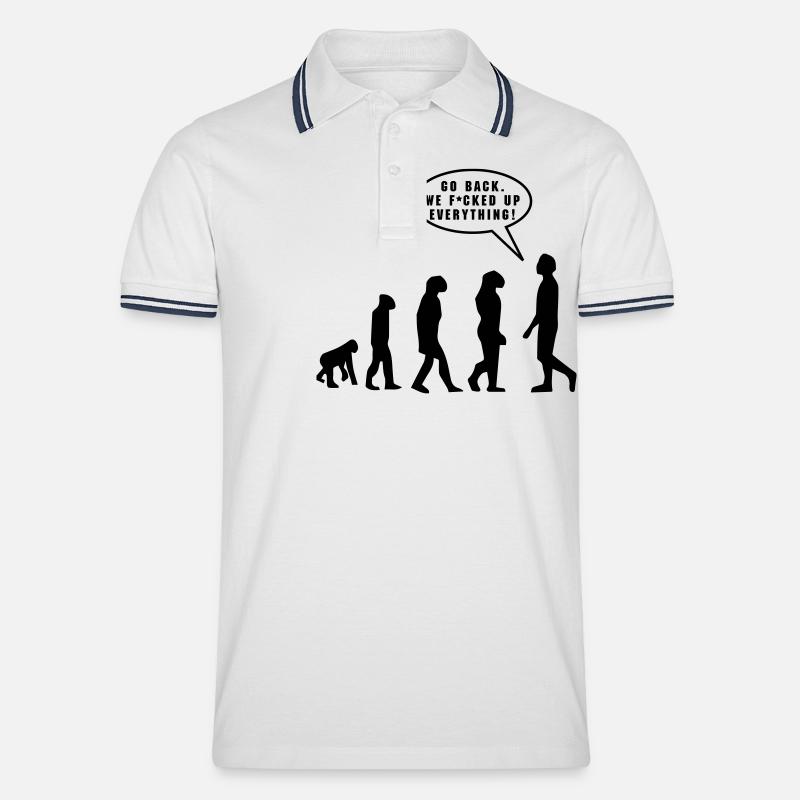Evolution - Männer Tipped Poloshirt - Weiß/Navy