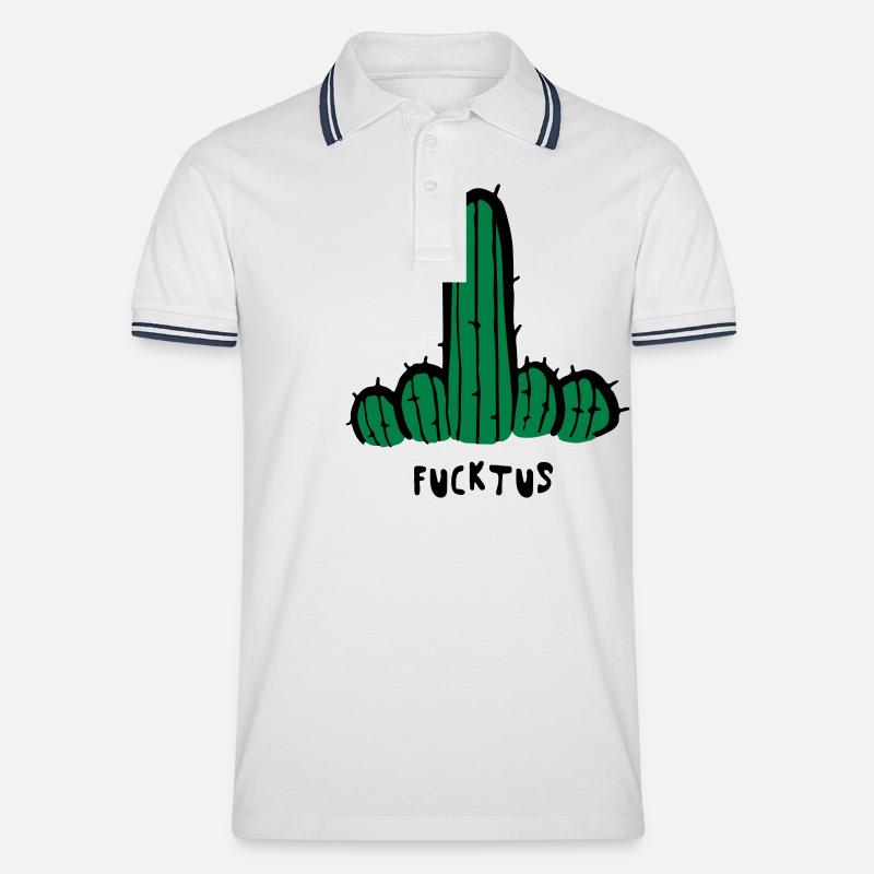 Fucktus - Männer Tipped Poloshirt - Weiß/Navy