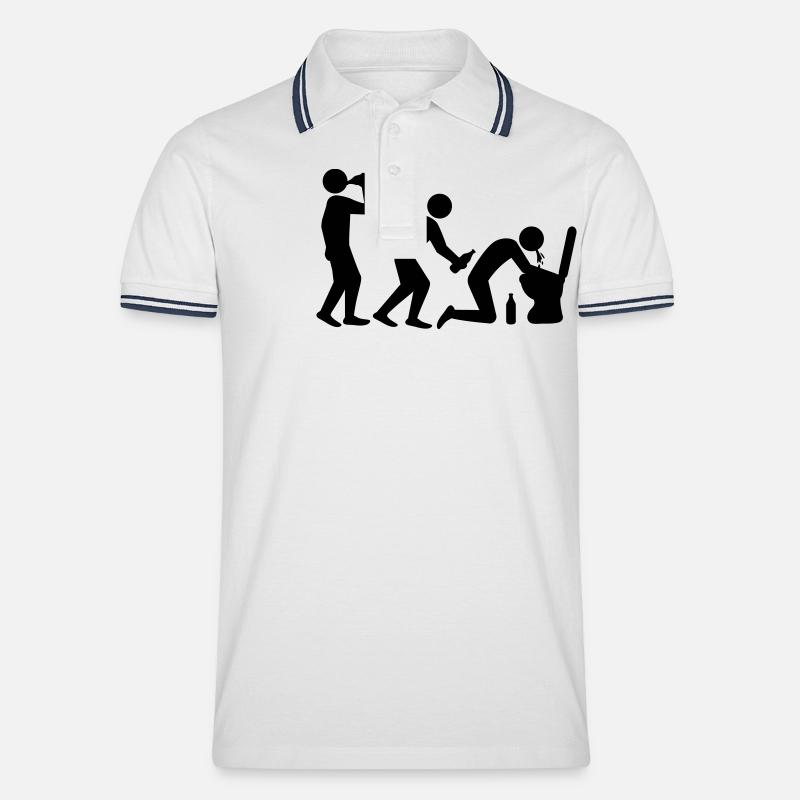 Drunken Evolution - Männer Tipped Poloshirt - Weiß/Navy
