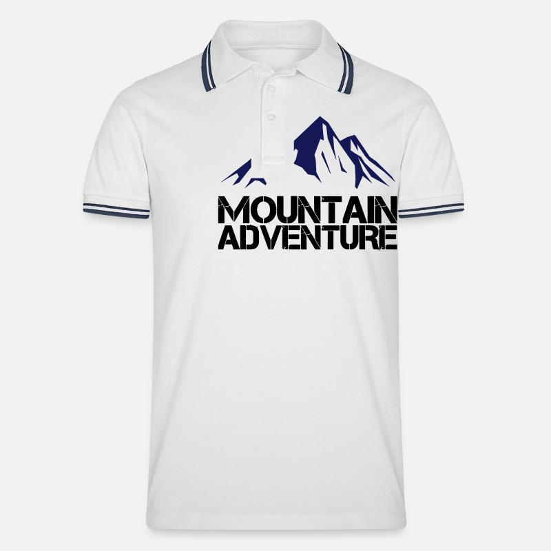 Mountain Adventure - Männer Tipped Poloshirt - Weiß/Navy