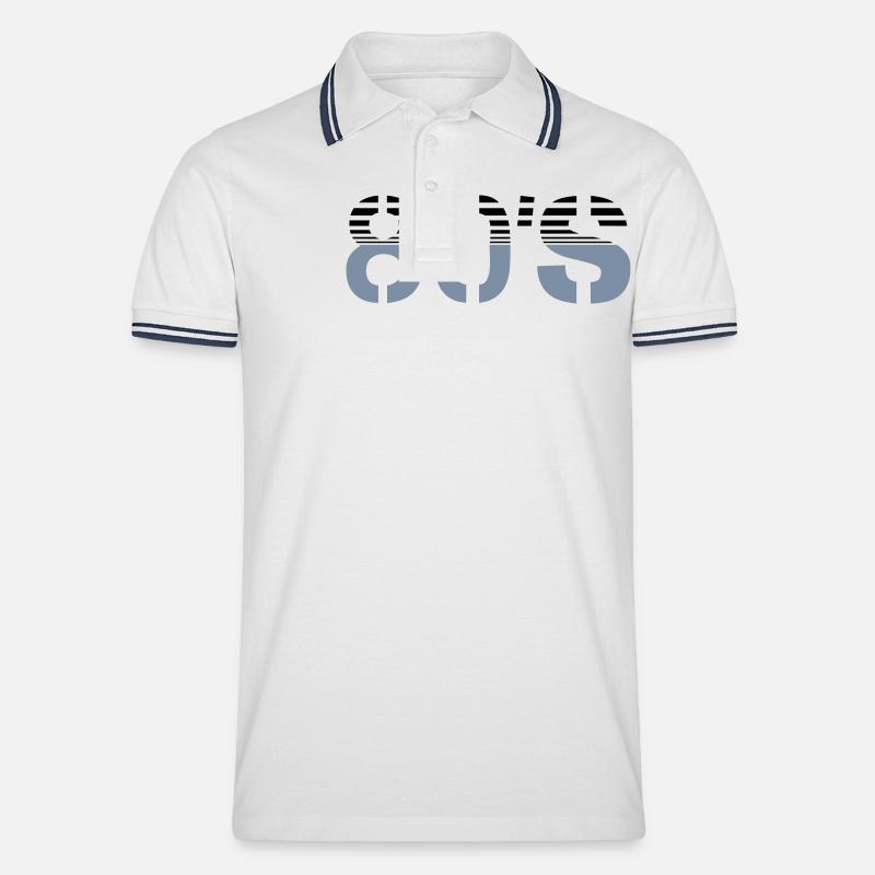 80s Logo - Männer Tipped Poloshirt - Weiß/Navy