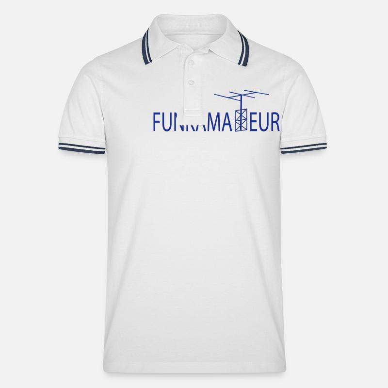 Funkamateur - Männer Tipped Poloshirt - Weiß/Navy