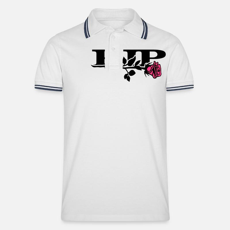 rip_mit_rose_2_2c - Männer Tipped Poloshirt - Weiß/Navy