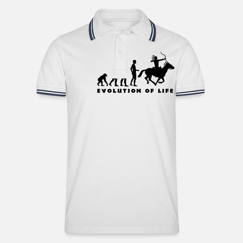 evolution_indianer_b - Men's Tipped Polo Shirt - white/navy