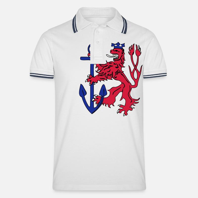 Düsseldorfer Löwe - Männer Tipped Poloshirt - Weiß/Navy