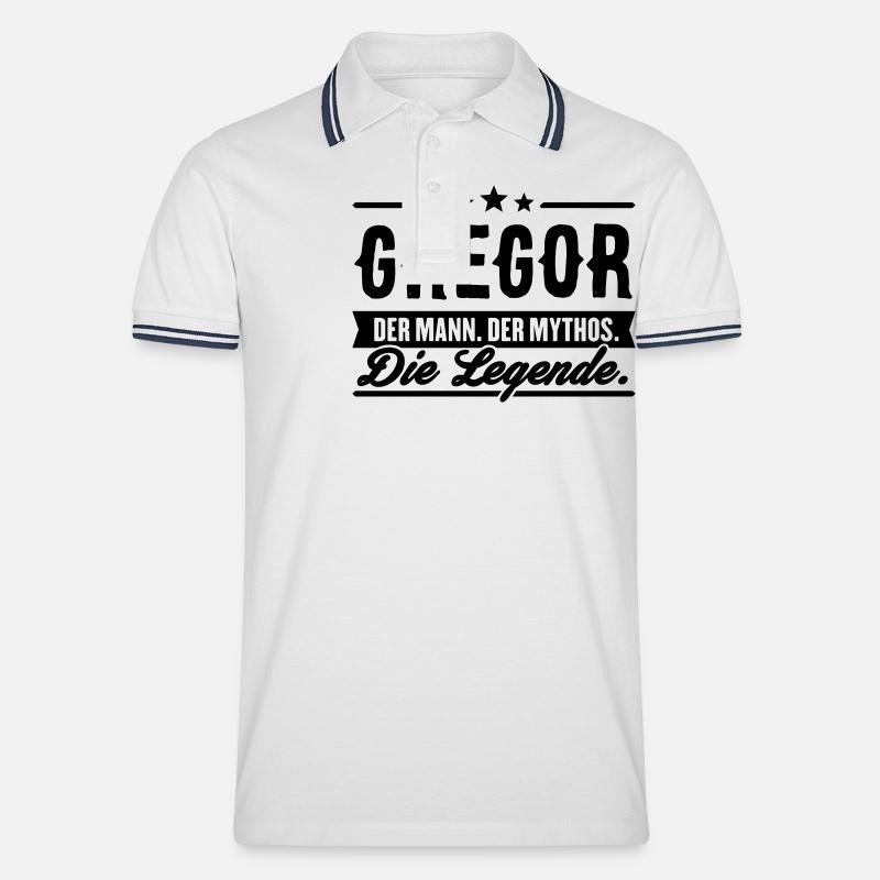 Mann Mythos Legende Gregor - Männer Tipped Poloshirt - Weiß/Navy