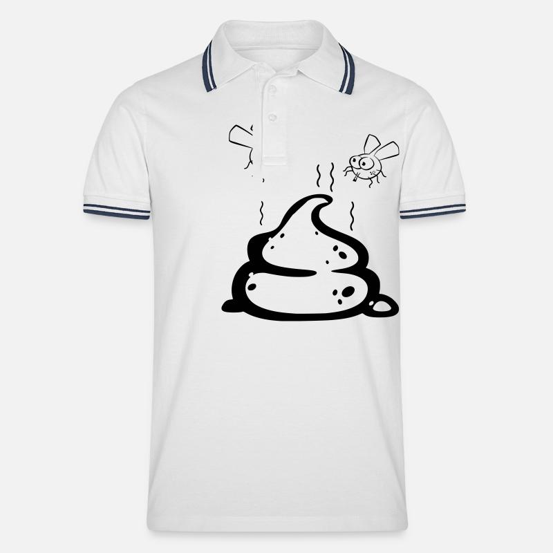 Scheisse mit Fliegenpaar - Männer Tipped Poloshirt - Weiß/Navy