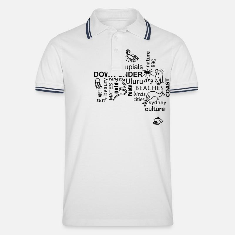 australia word cloud - Männer Tipped Poloshirt - Weiß/Navy
