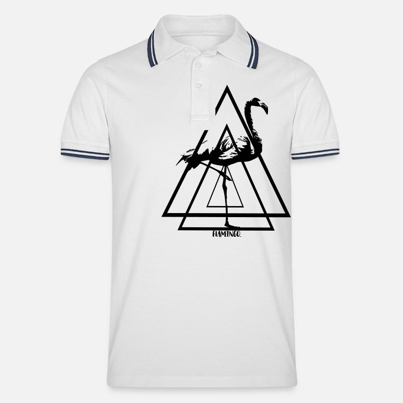 Flamingo. - Männer Tipped Poloshirt - Weiß/Navy