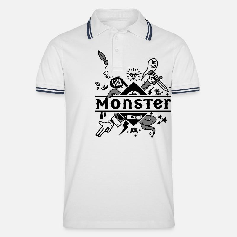 sample - Männer Tipped Poloshirt - Weiß/Navy