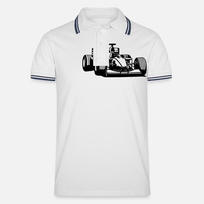 Rennwagen - Rennauto - Männer Tipped Poloshirt - Weiß/Navy