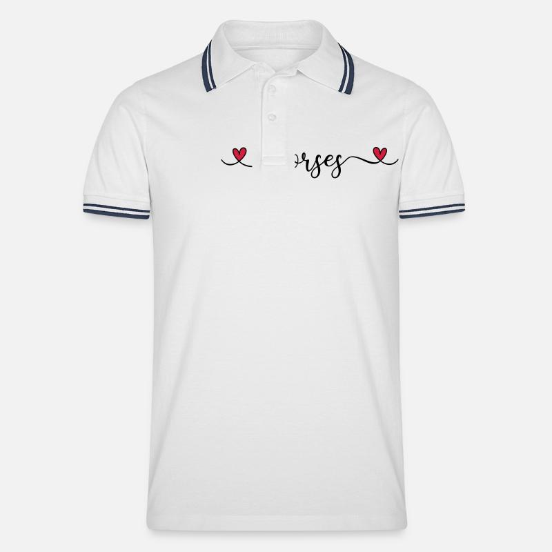 Ich liebe Pferde - Männer Tipped Poloshirt - Weiß/Navy