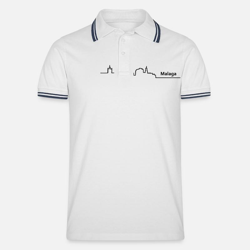 malaga skyline - Männer Tipped Poloshirt - Weiß/Navy