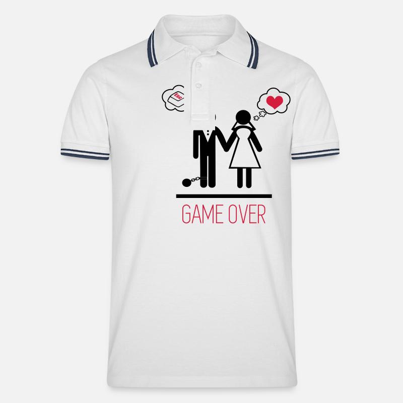 Game over - Junggesellenabschied,Junggesellinnenab - Männer Tipped Poloshirt - Weiß/Navy
