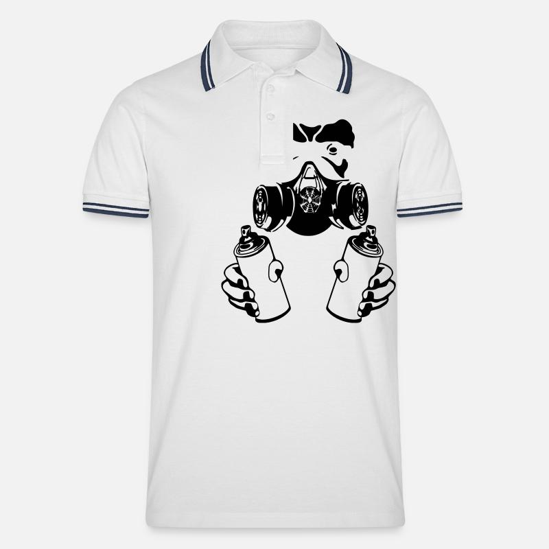graffiti monkey - Men's Tipped Polo Shirt - white/navy