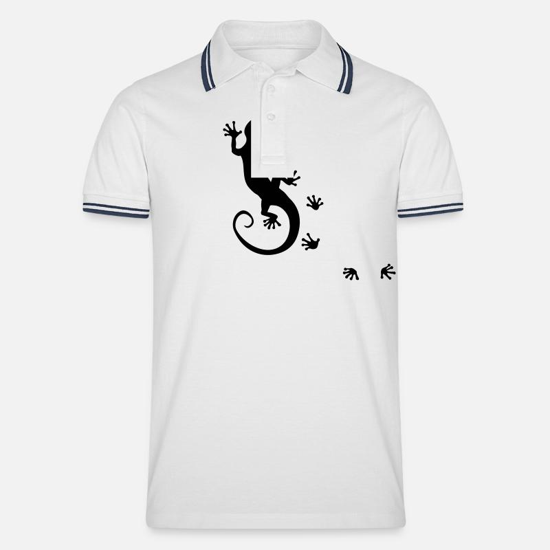 running gecko - Männer Tipped Poloshirt - Weiß/Navy