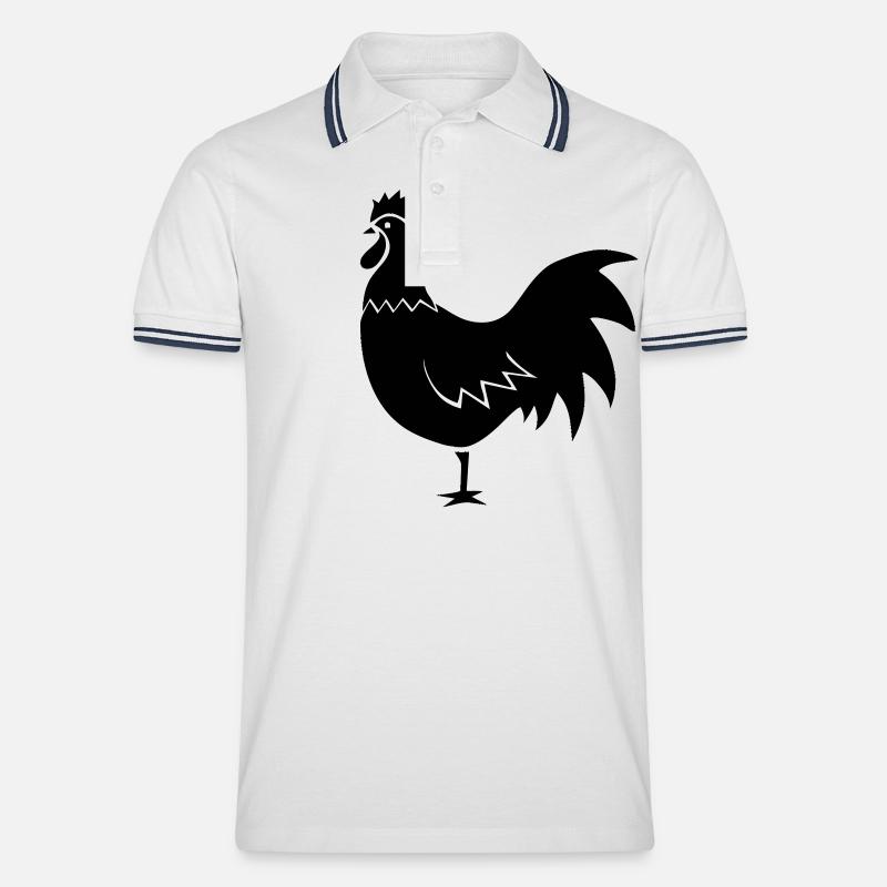 Hahn (Vektor) - Männer Tipped Poloshirt - Weiß/Navy