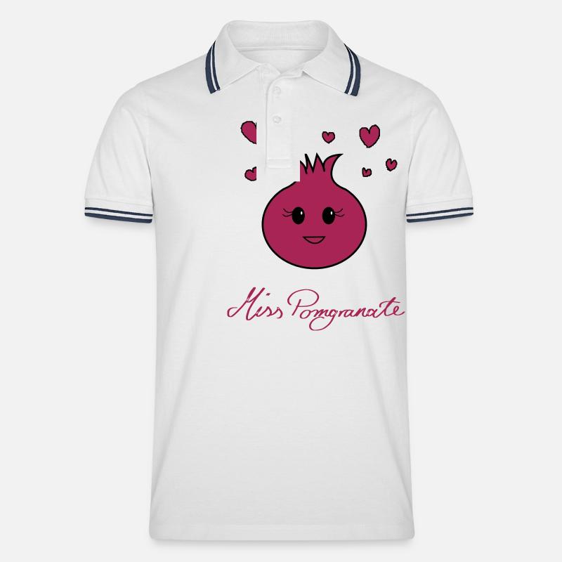 Granatapfel - Männer Tipped Poloshirt - Weiß/Navy