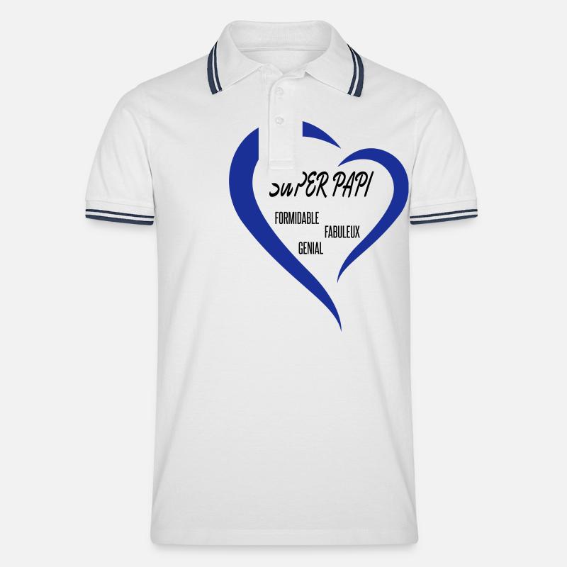 super papi coeur - Polo tipped Homme - blanc/marine