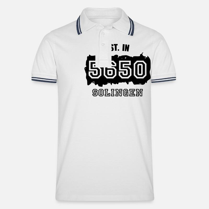 Est. 5650 Solingen - Männer Tipped Poloshirt - Weiß/Navy