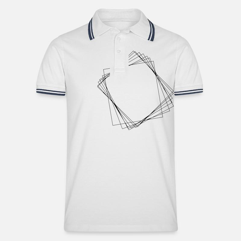 Quadrat_Blume - Männer Tipped Poloshirt - Weiß/Navy