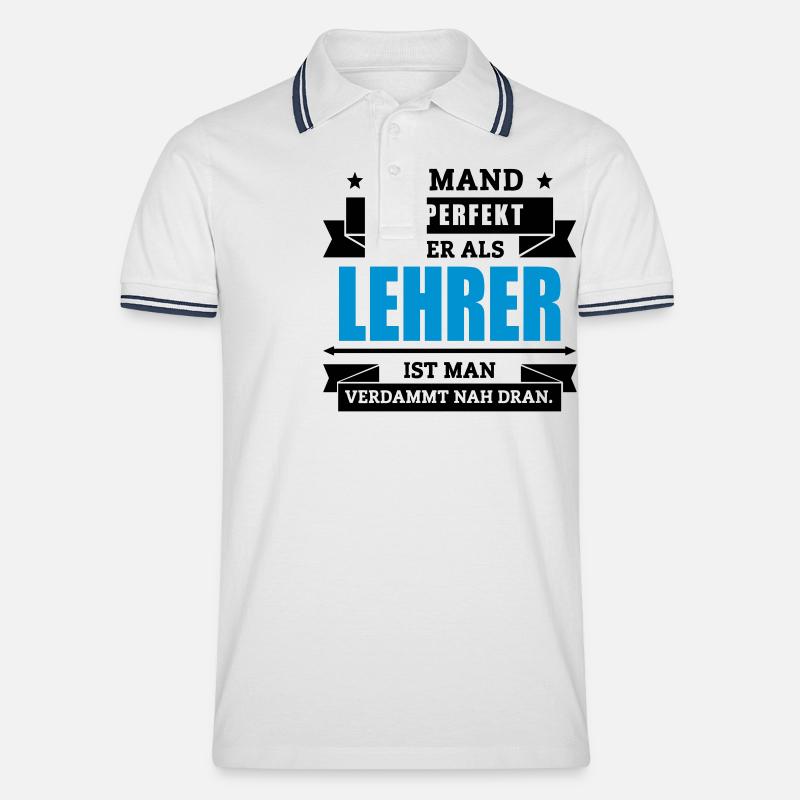 Funshirt Lehrer - Männer Tipped Poloshirt - Weiß/Navy