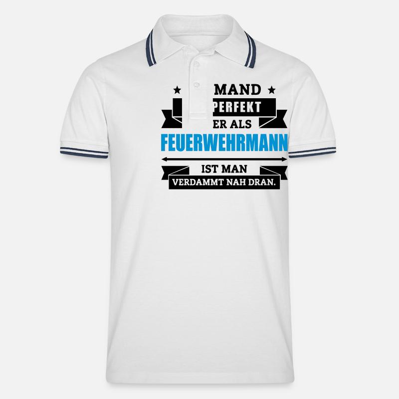 Funshirt Feuerwehrmann - Männer Tipped Poloshirt - Weiß/Navy