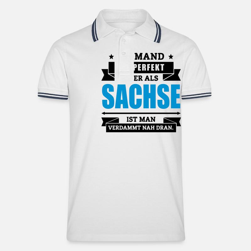 Funshirt Sachse - Männer Tipped Poloshirt - Weiß/Navy