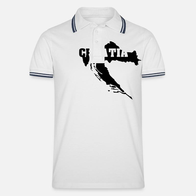 Croatia (ID:002004) - Männer Tipped Poloshirt - Weiß/Navy