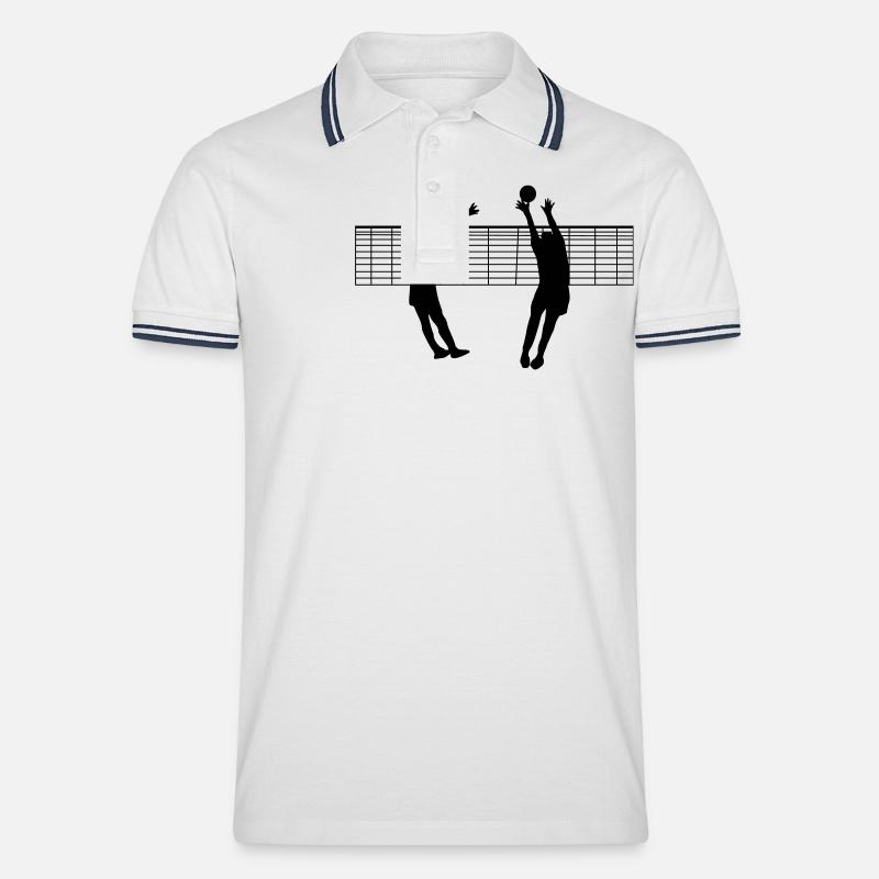 Volleyball - Männer Tipped Poloshirt - Weiß/Navy