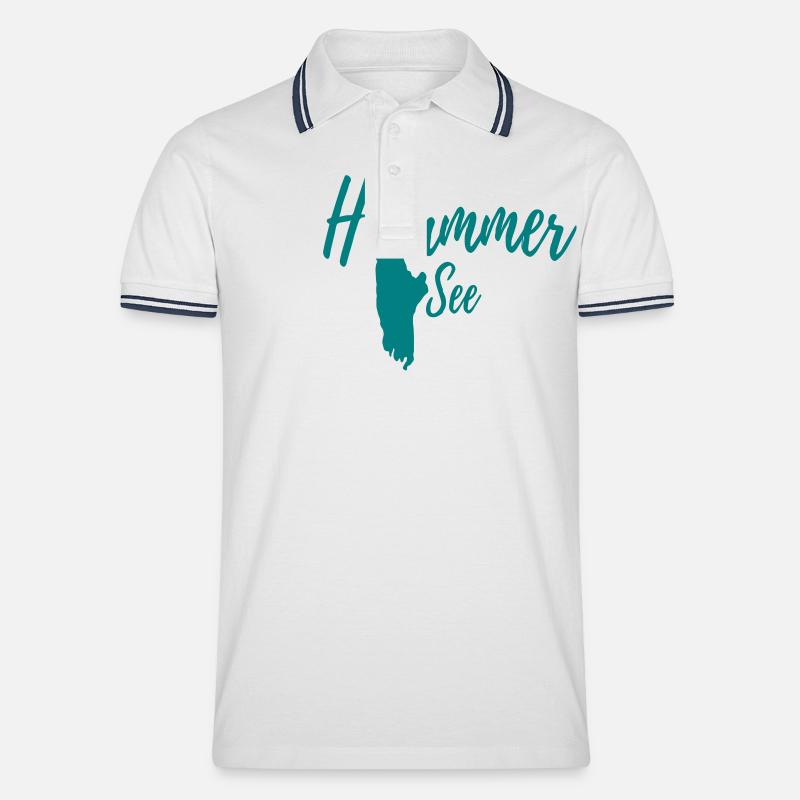 (H)ammersee, einfarbig - Männer Tipped Poloshirt - Weiß/Navy