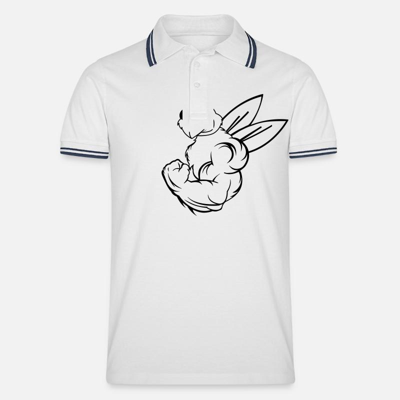 strong_bee_01 - Männer Tipped Poloshirt - Weiß/Navy