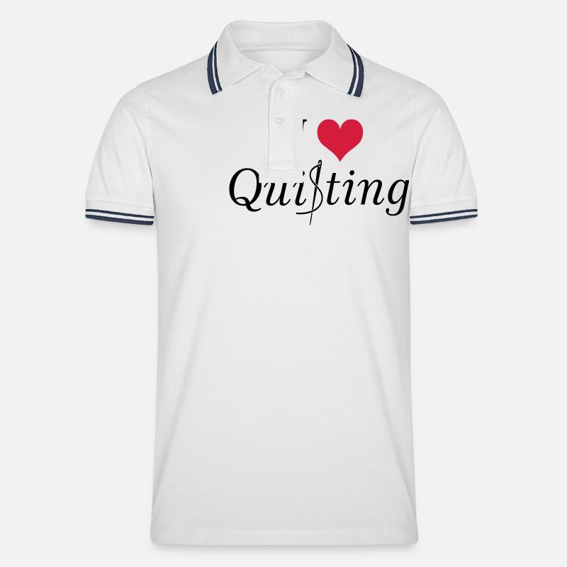 Quilt - Männer Tipped Poloshirt - Weiß/Navy