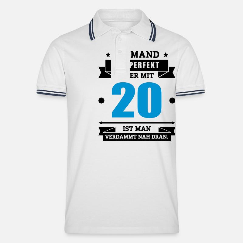 Funshirt 20 - Männer Tipped Poloshirt - Weiß/Navy